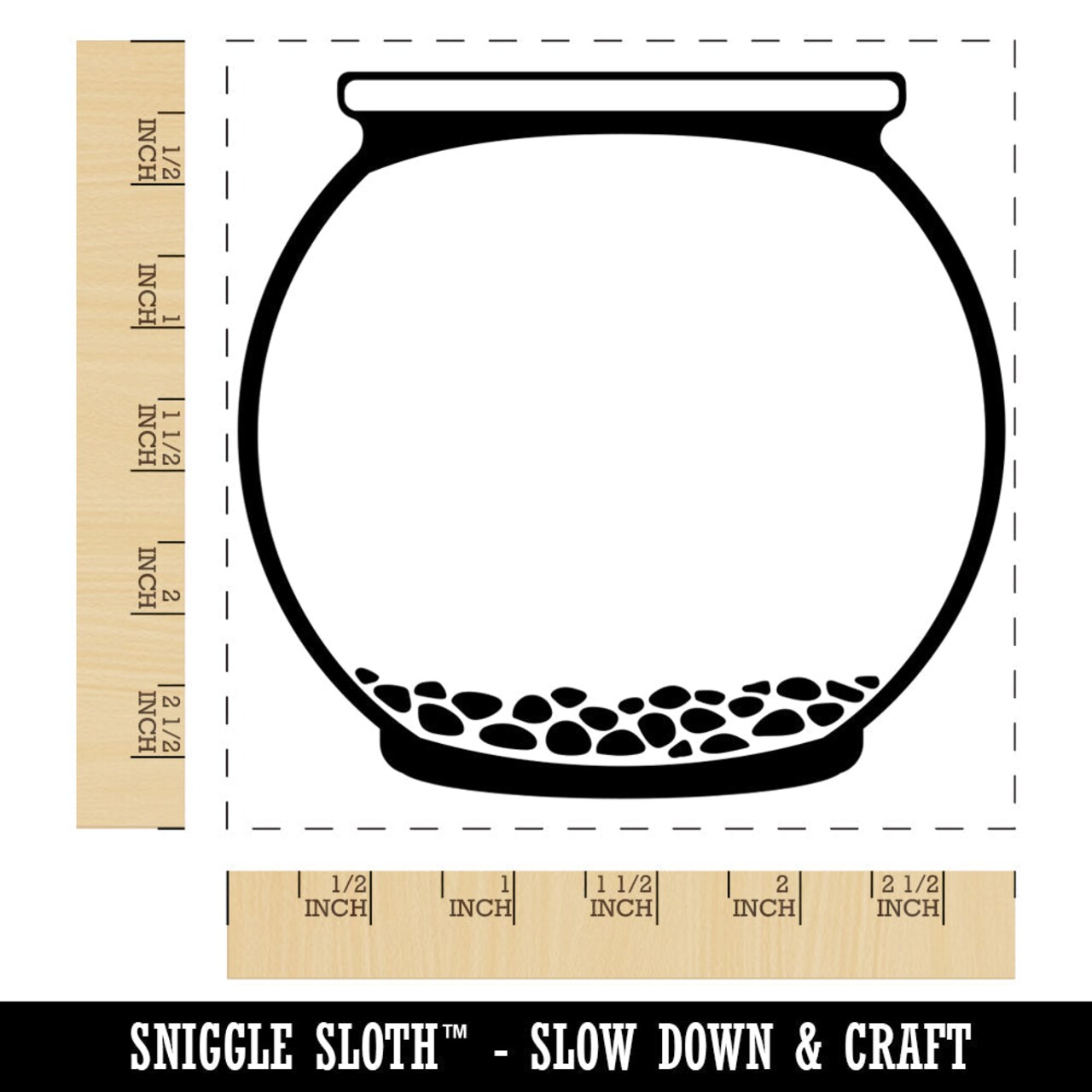 Empty Fillable Glass Fish Bowl Aquarium Square Rubber Stamp for Stamping Crafting